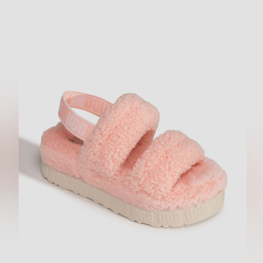 🩷UGG Oh Fluffita Rosy Pink Platform Strap On Slippers🩷